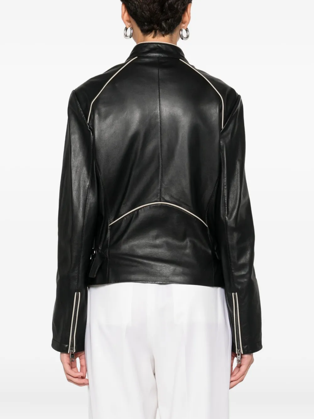 Emporio Armani Leren jack Bruin