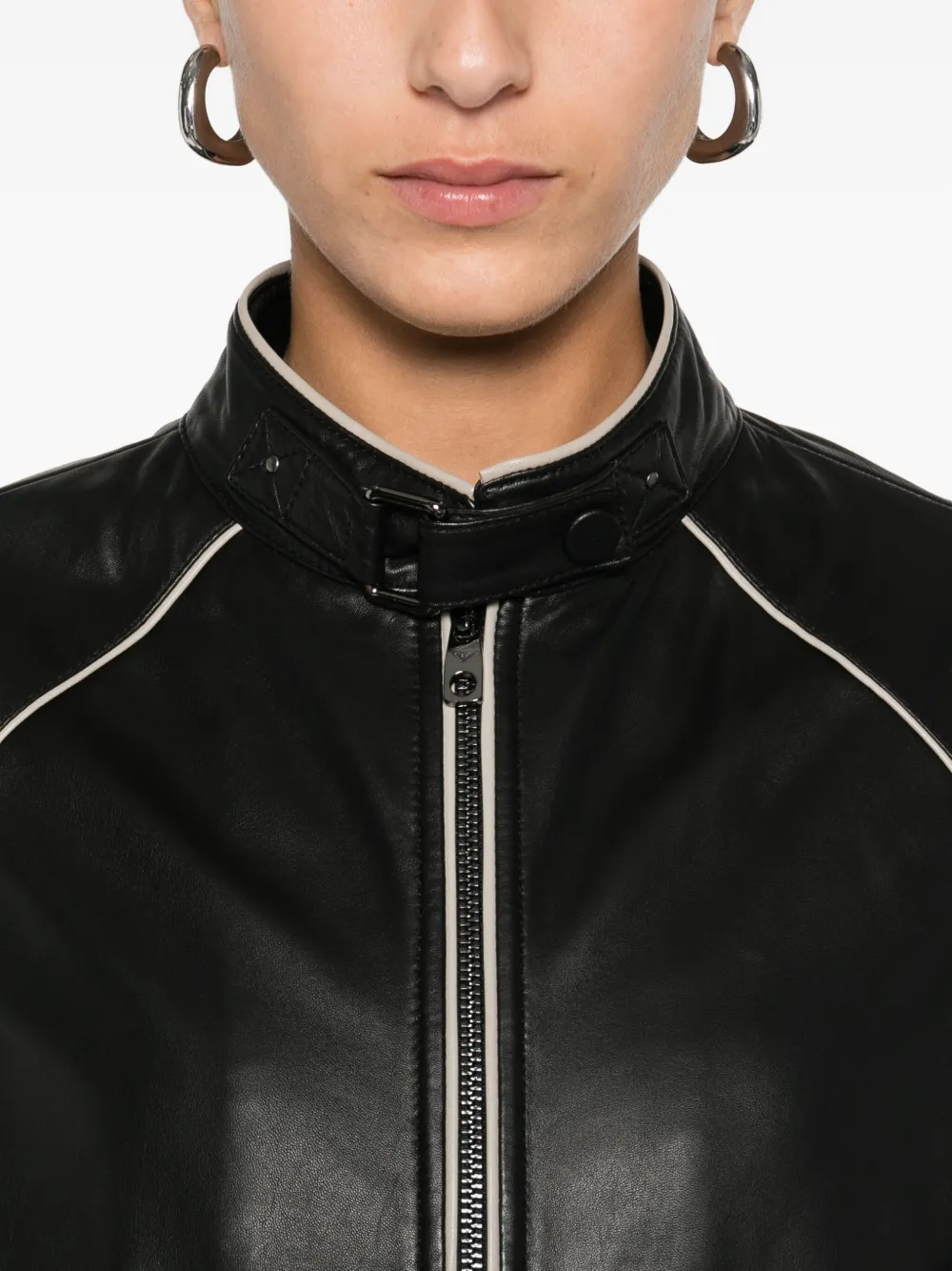 Emporio Armani Leren jack Bruin