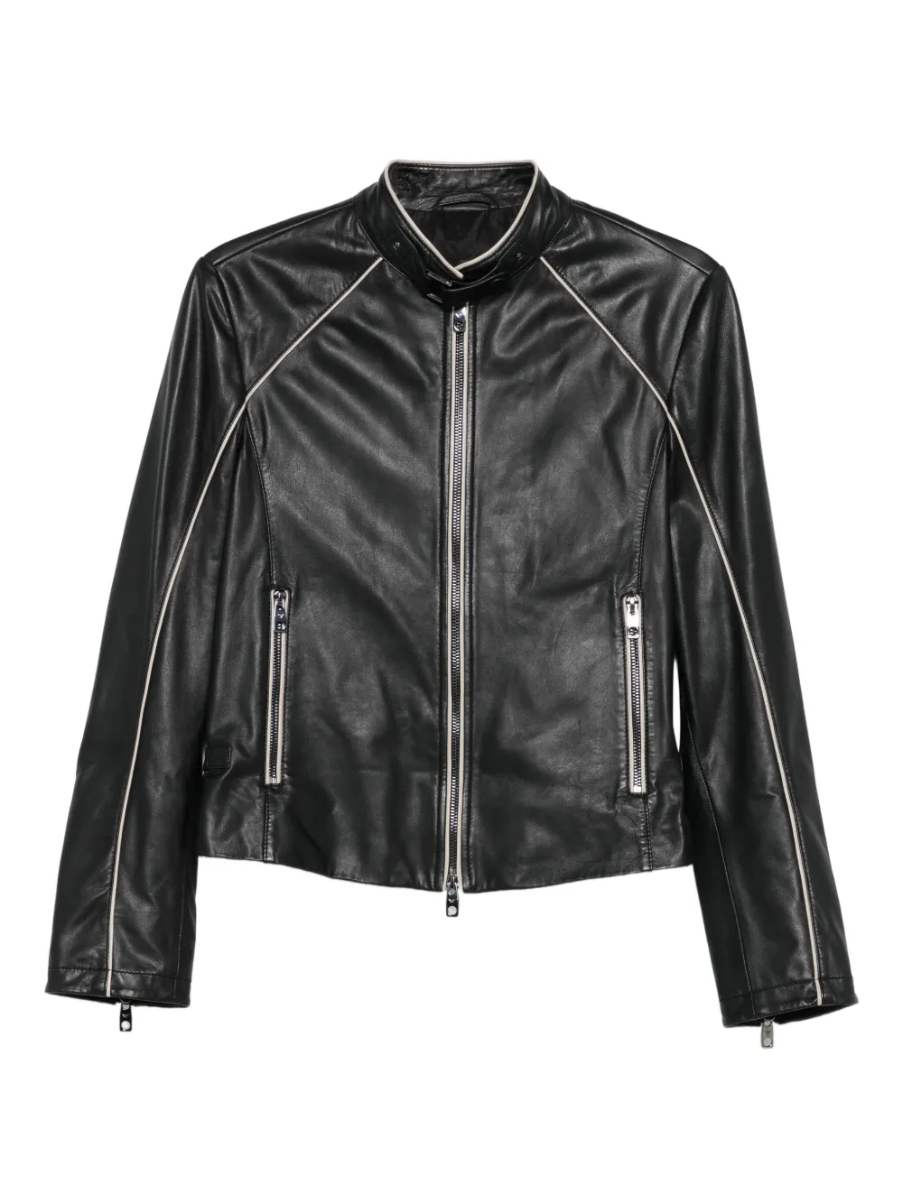 Emporio Armani leather zip-front jacket - ブラウン Emporio Armani leather zip-front jacket - ブラウン