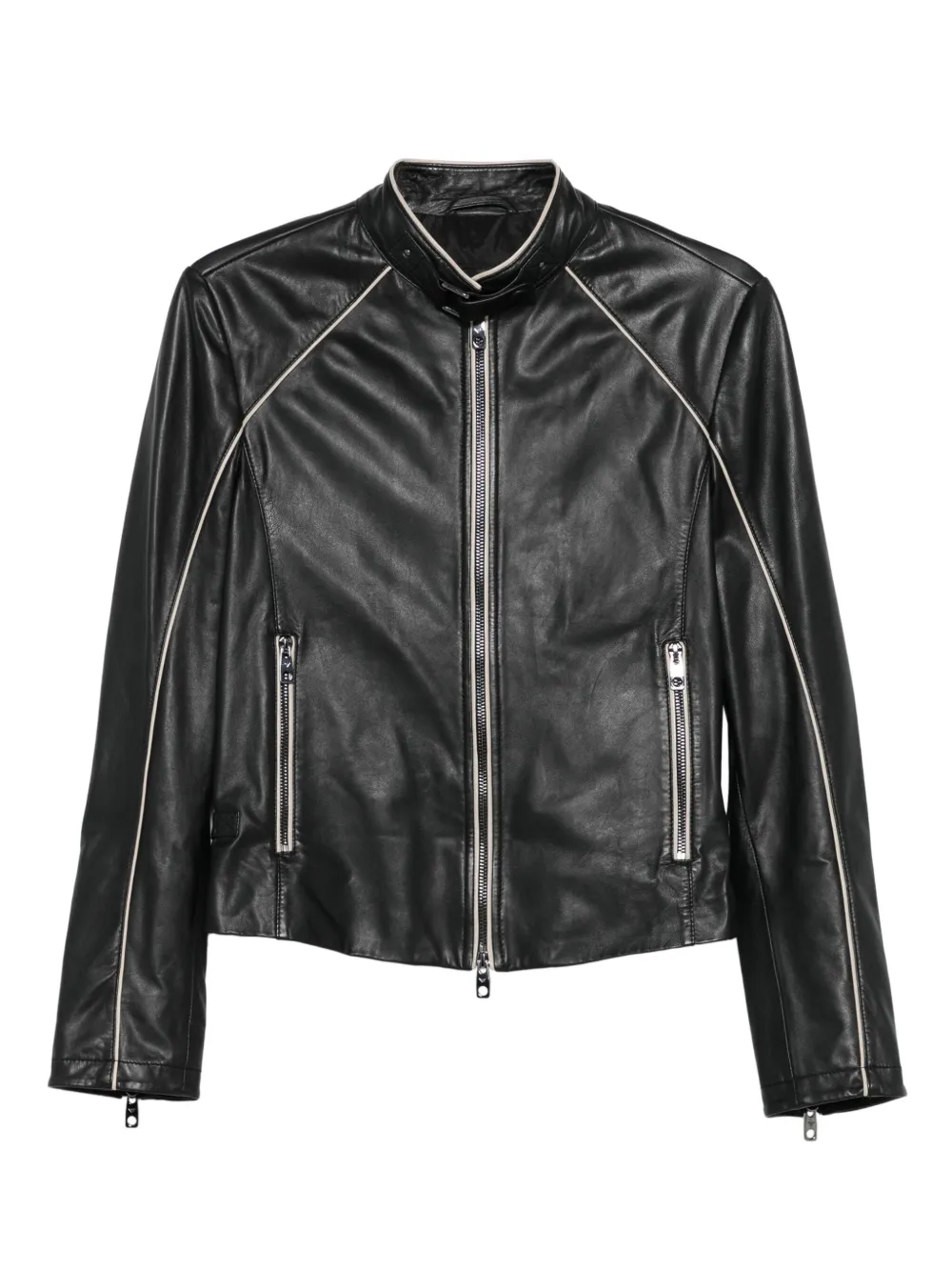 Emporio Armani leather zip-front jacket | Brown | Image 1