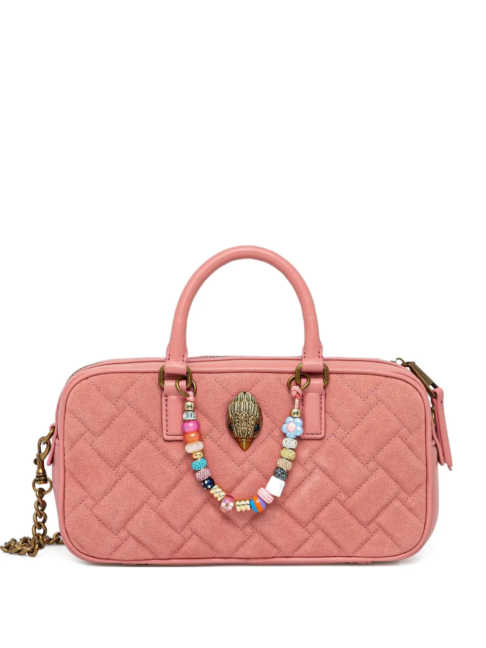 Kurt Geiger London Small Kensington Quilted Leather Duffle Bag In Pink