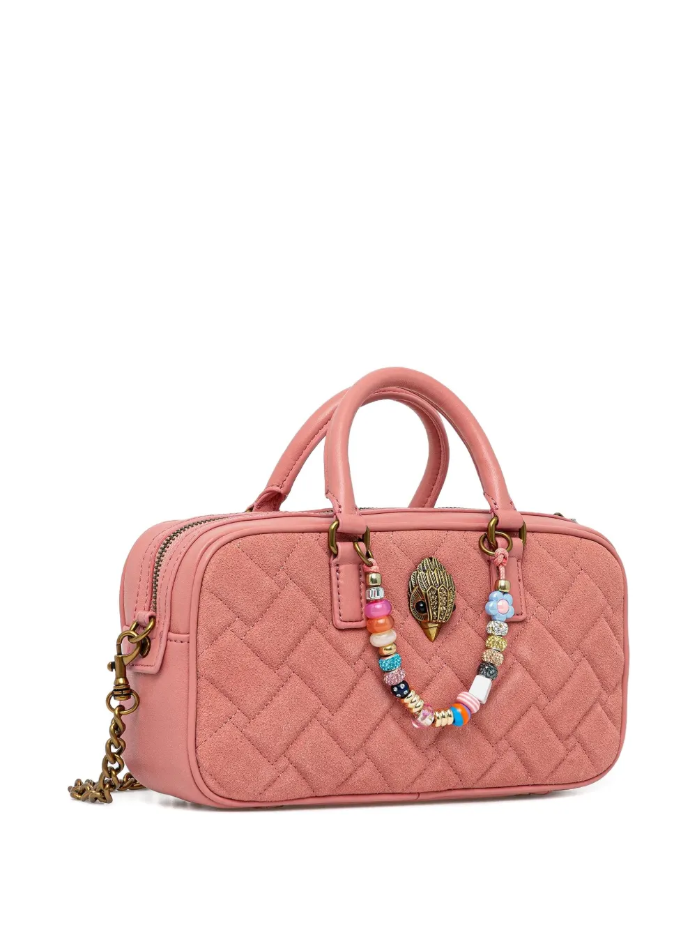 Kurt Geiger London Small Kensington Quilted Leather Duffle Bag In Pink