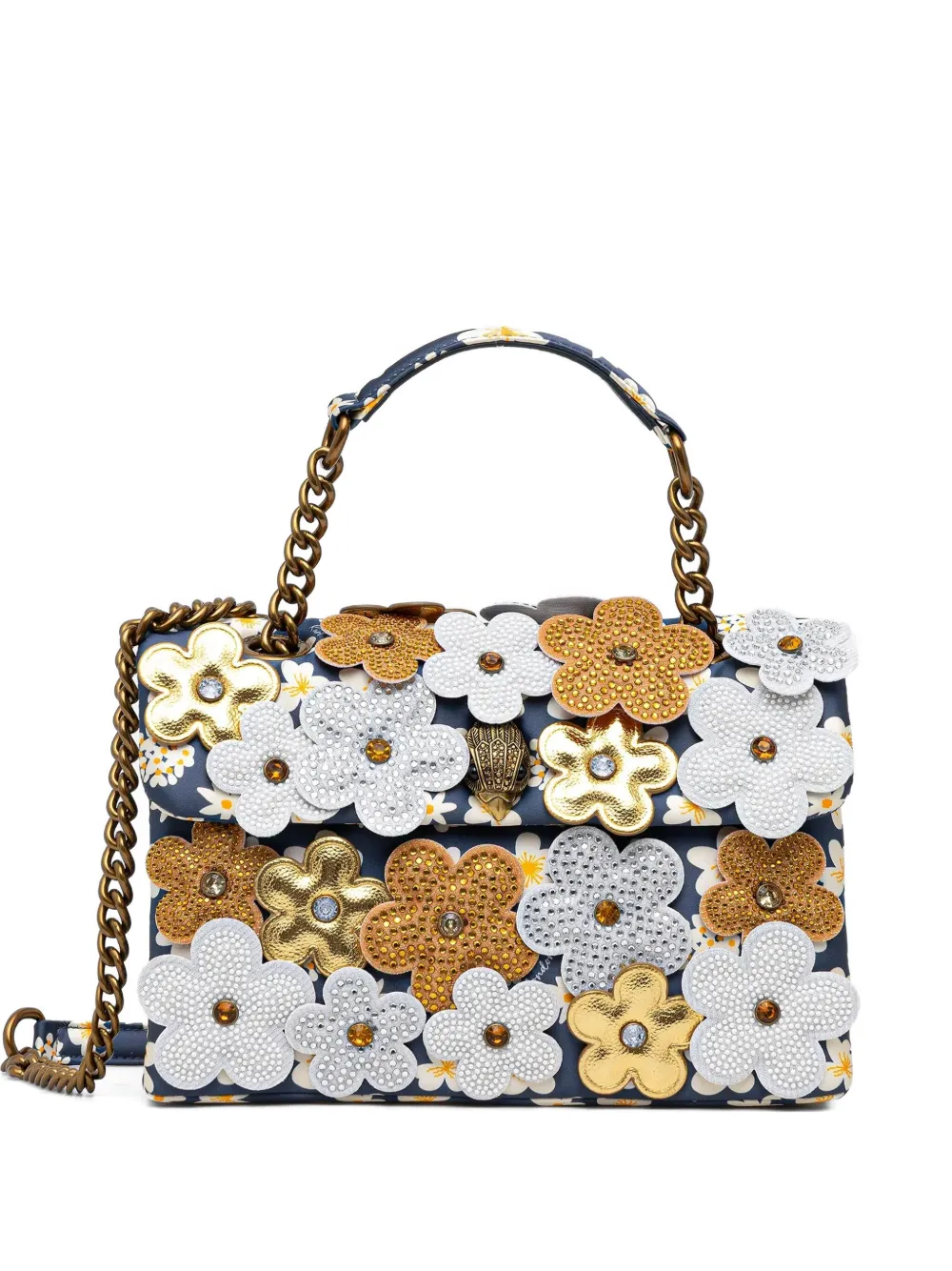 Kurt Geiger London Borsa a tracolla Daisy media con applicazione floreale - Blu