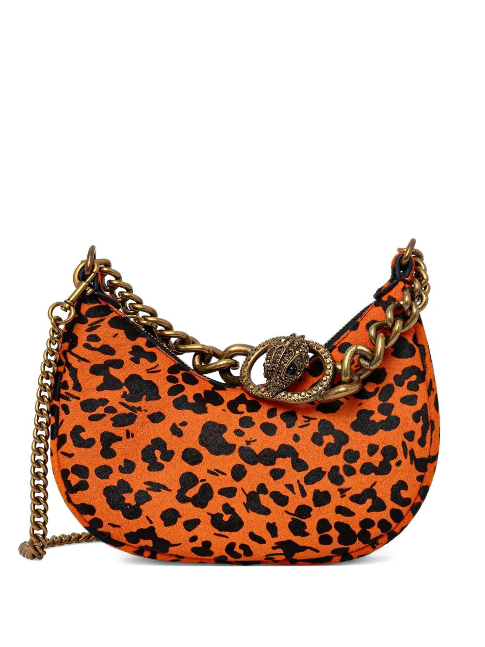 Kurt Geiger London Kleine Chelsea shopper met luipaardprint en ketting Oranje