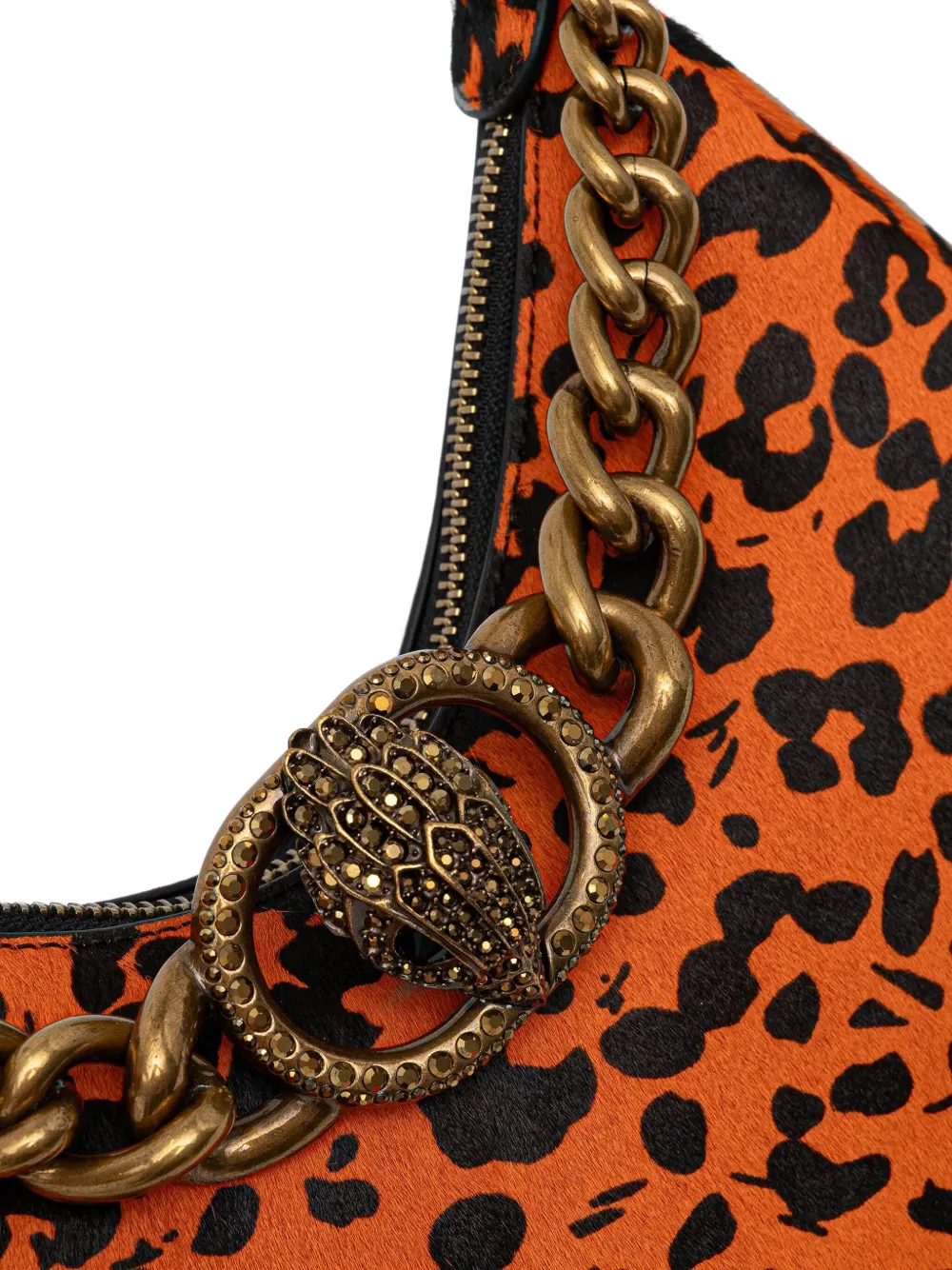 Kurt Geiger London Kleine Chelsea shopper met luipaardprint en ketting Oranje