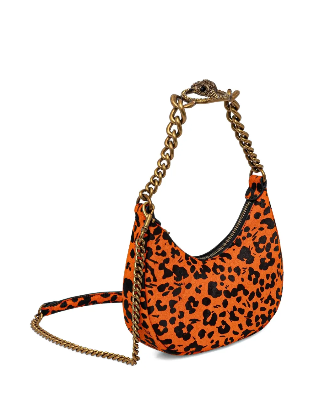 Kurt Geiger London Kleine Chelsea shopper met luipaardprint en ketting Oranje