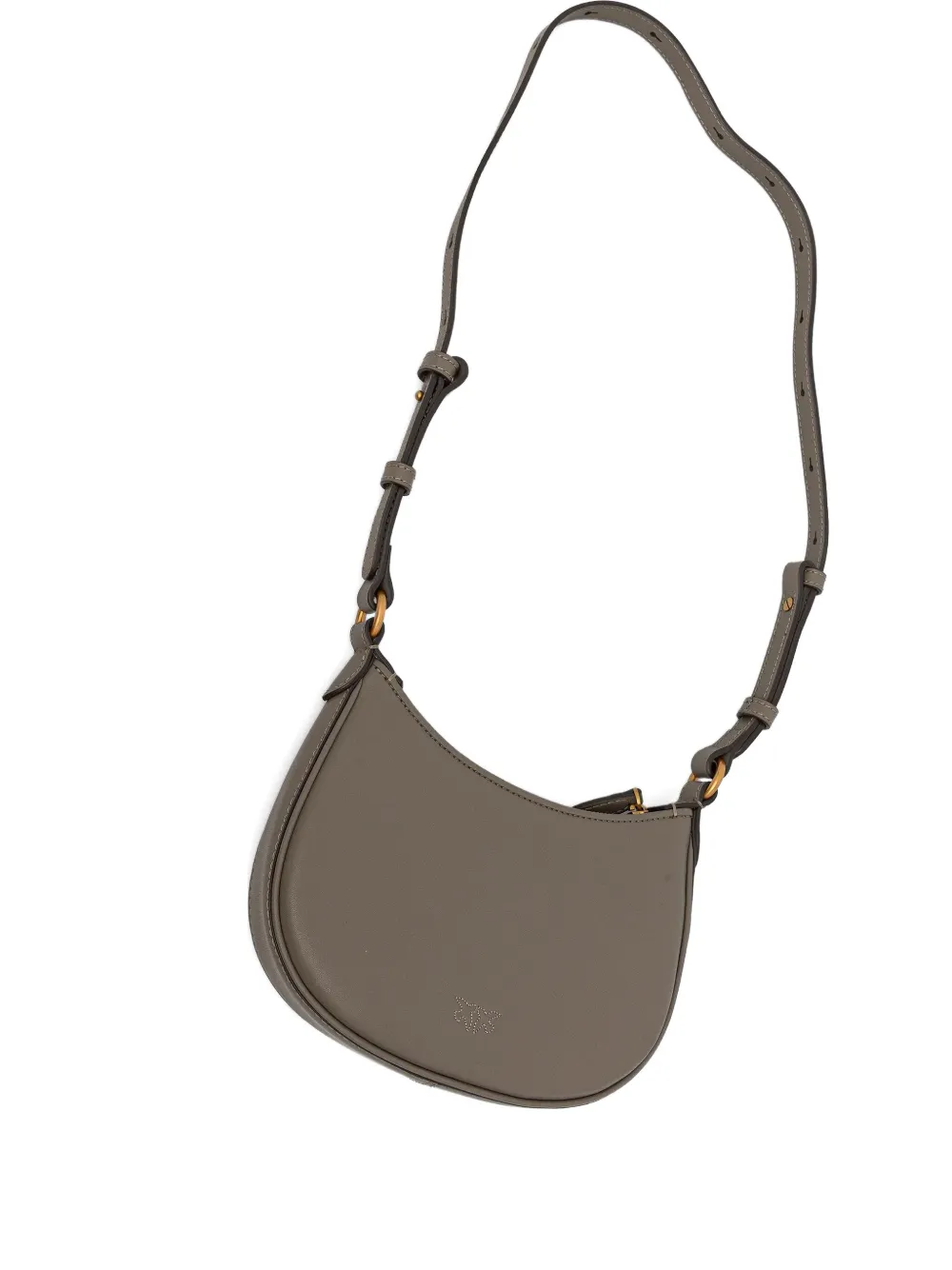 Pinko Baby Half Moon Leather Shoulder Bag In Gray