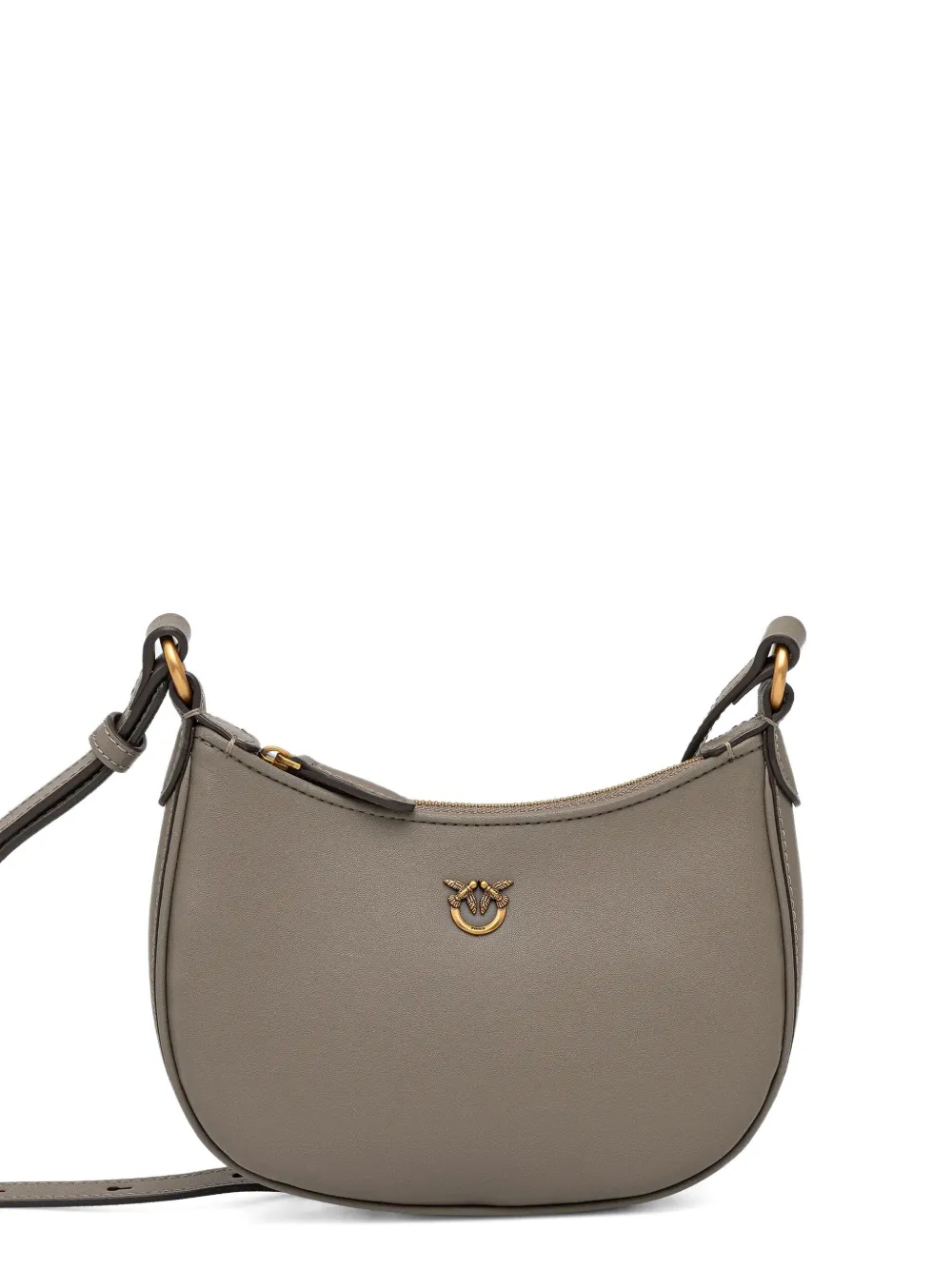 Pinko Baby Half Moon Leather Shoulder Bag In Gray