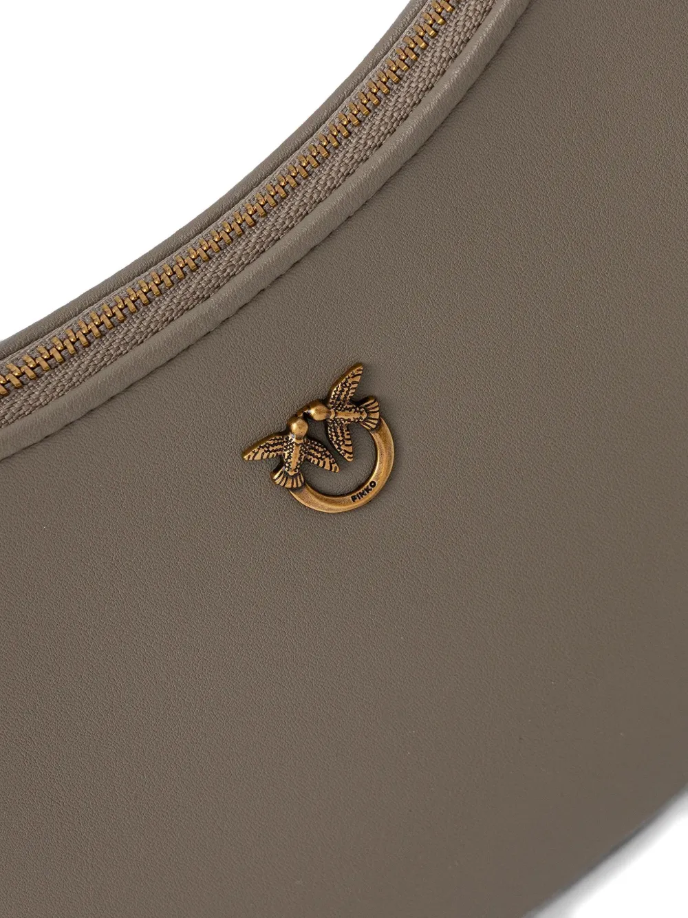 Pinko Baby Half Moon Leather Shoulder Bag In Gray