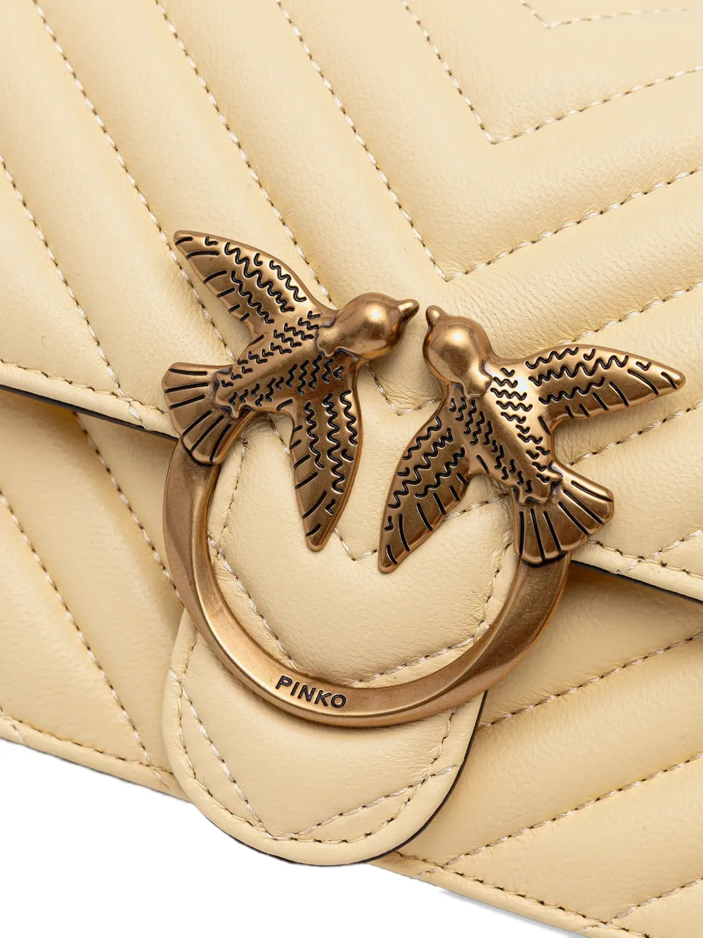 Pinko Mini Love One Chevron Cross Body Bag In Neutral