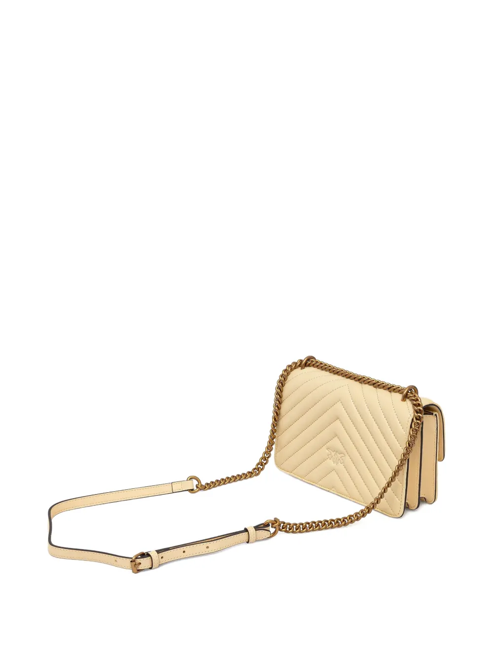Pinko Mini Love One Chevron Cross Body Bag In Neutral