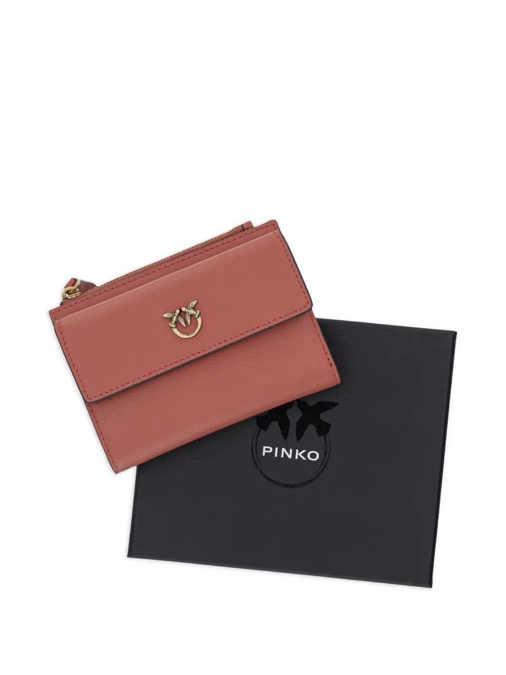 PINKO Kleine Compact leren portemonnee Roze