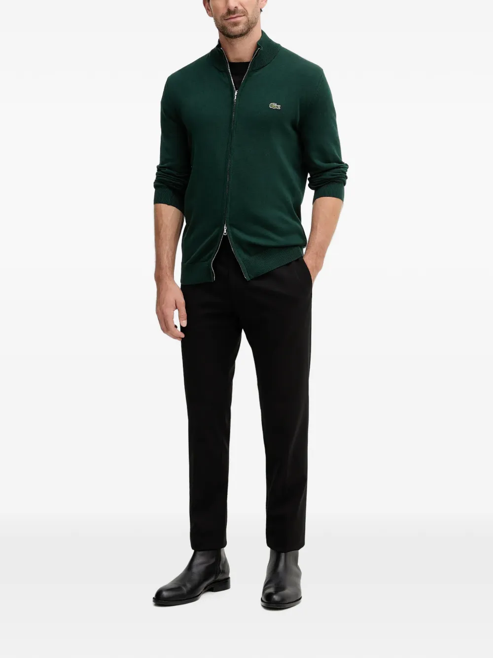 Lacoste Vest met logopatch en rits Groen
