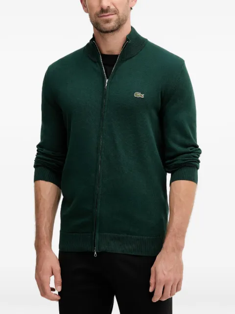 Lacoste zip-up logo-patch cardigan