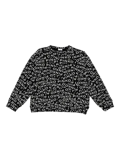PINKO crew-neck graphic-pattern sweater