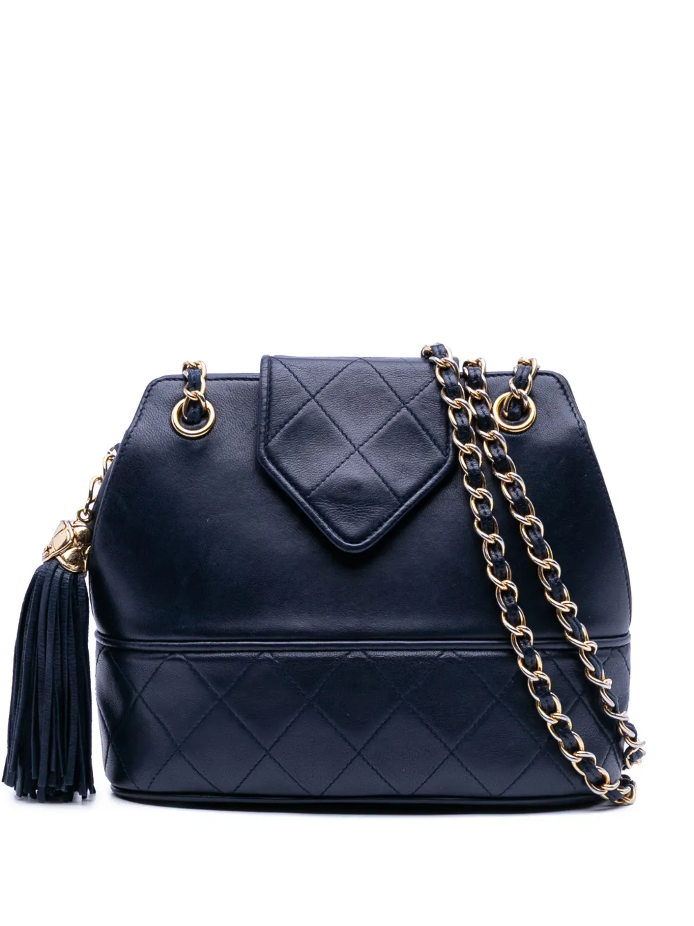 CHANEL Pre-Owned 1989-1991 CC Quilted Lambskin Tassel Flap crossbody bag | Blue | Image 1