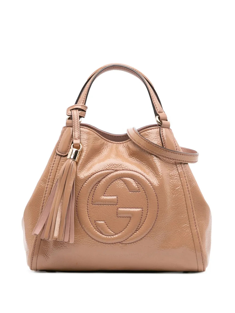 Gucci Pre-Owned 2016-2025 スモール パテント ソーホー サッチェルバッグ - ブラウン Gucci Pre-Owned 2016-2025 スモール パテント ソーホー サッチェルバッグ - ブラウン