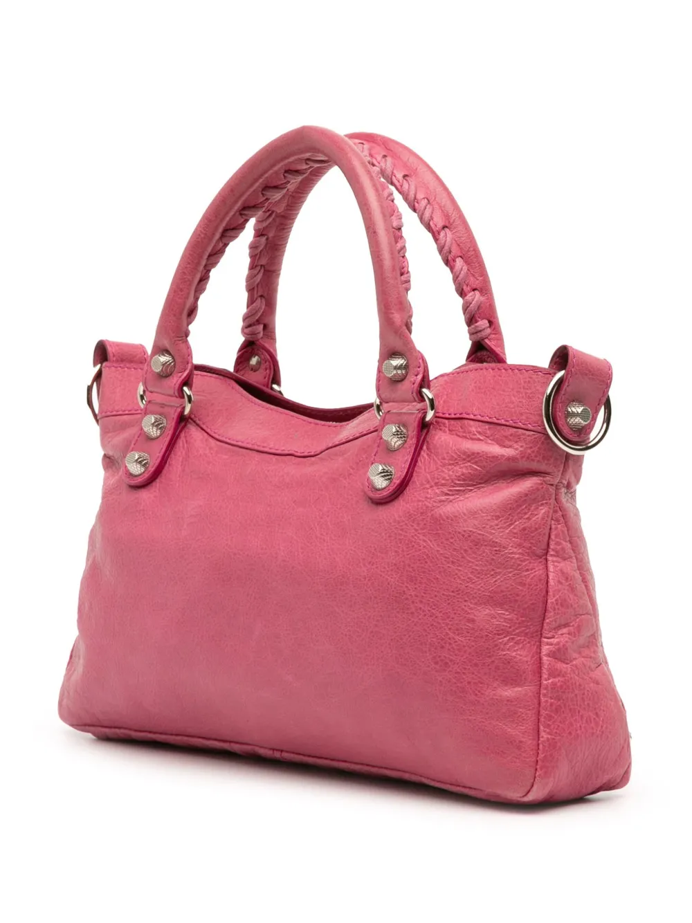 Pre-owned Balenciaga 2005-2025 Lambskin Motocross Giant 12 First Satchel In Pink
