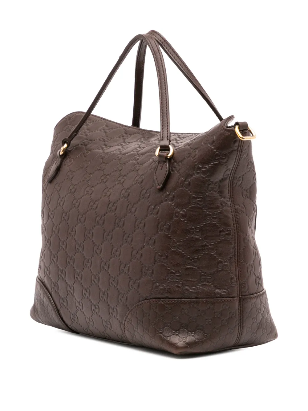 Pre-owned Gucci 2016-2025 Medium Ssima Bree Fold Over Tote Satchel In Brown