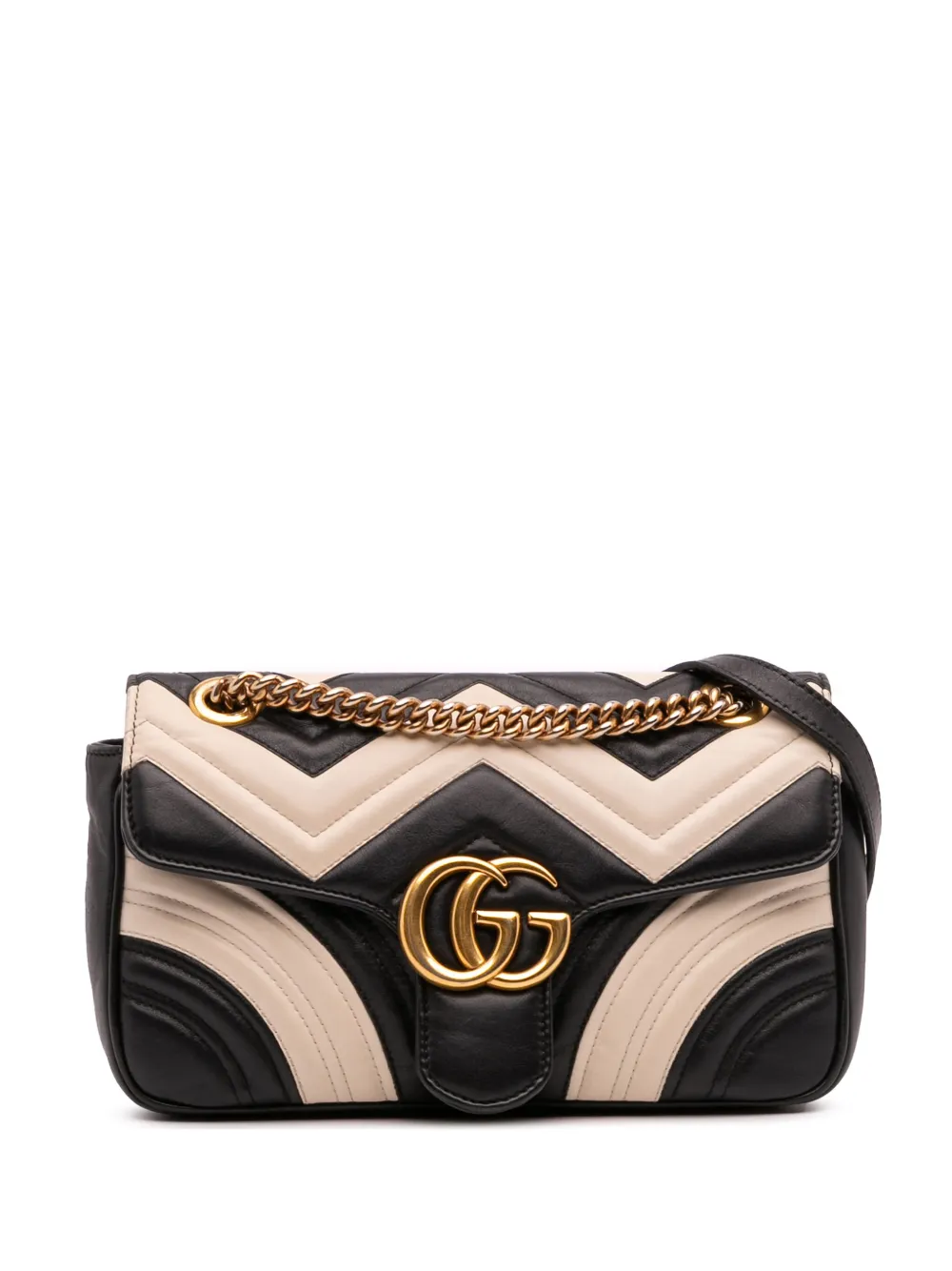 Gucci Pre-Owned 2016-2025 スモール GGマーモント マテラッセレザー フラップ ショルダーバッグ - ブラック Gucci Pre-Owned 2016-2025 スモール GGマーモント マテラッセレザー フラップ ショルダーバッグ - ブラック