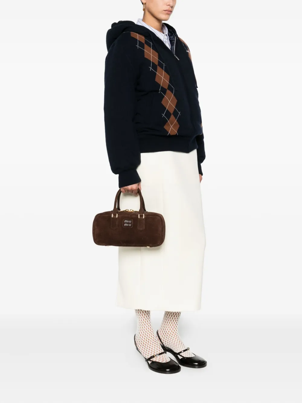 Miu Shopper met ritssluiting en handvat Bruin