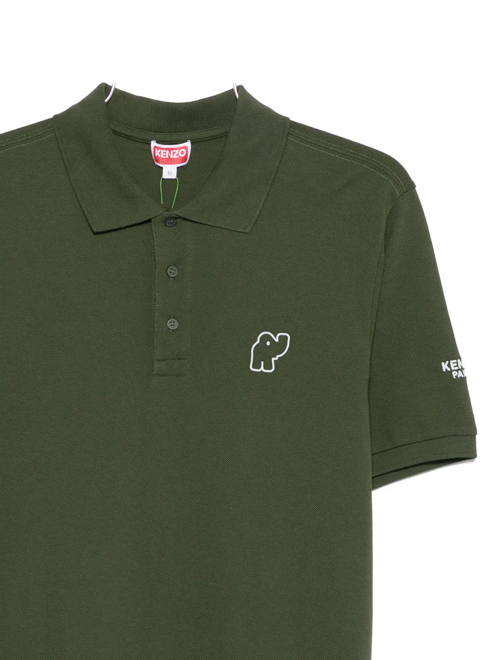 Kenzo Elephant-embroidered Polo Shirt In Green