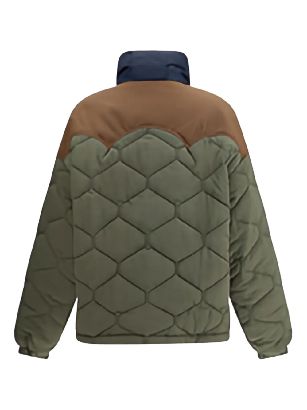 Marbell Quilted Colour-block Bomber Jacket In Green
