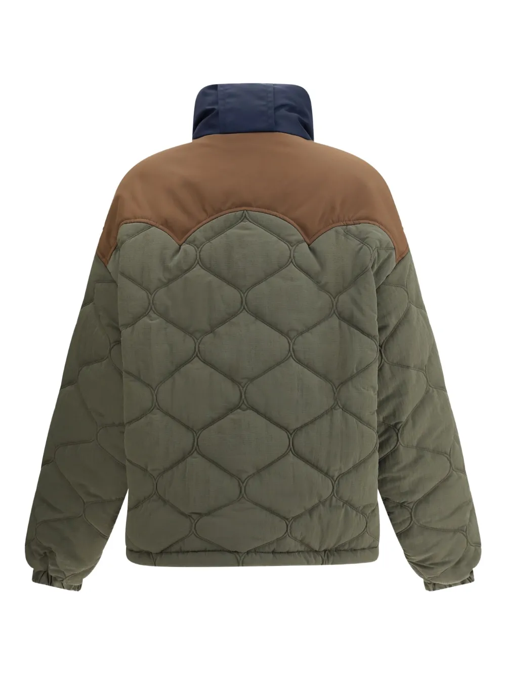 Marbell Quilted Colour-block Bomber Jacket In Green