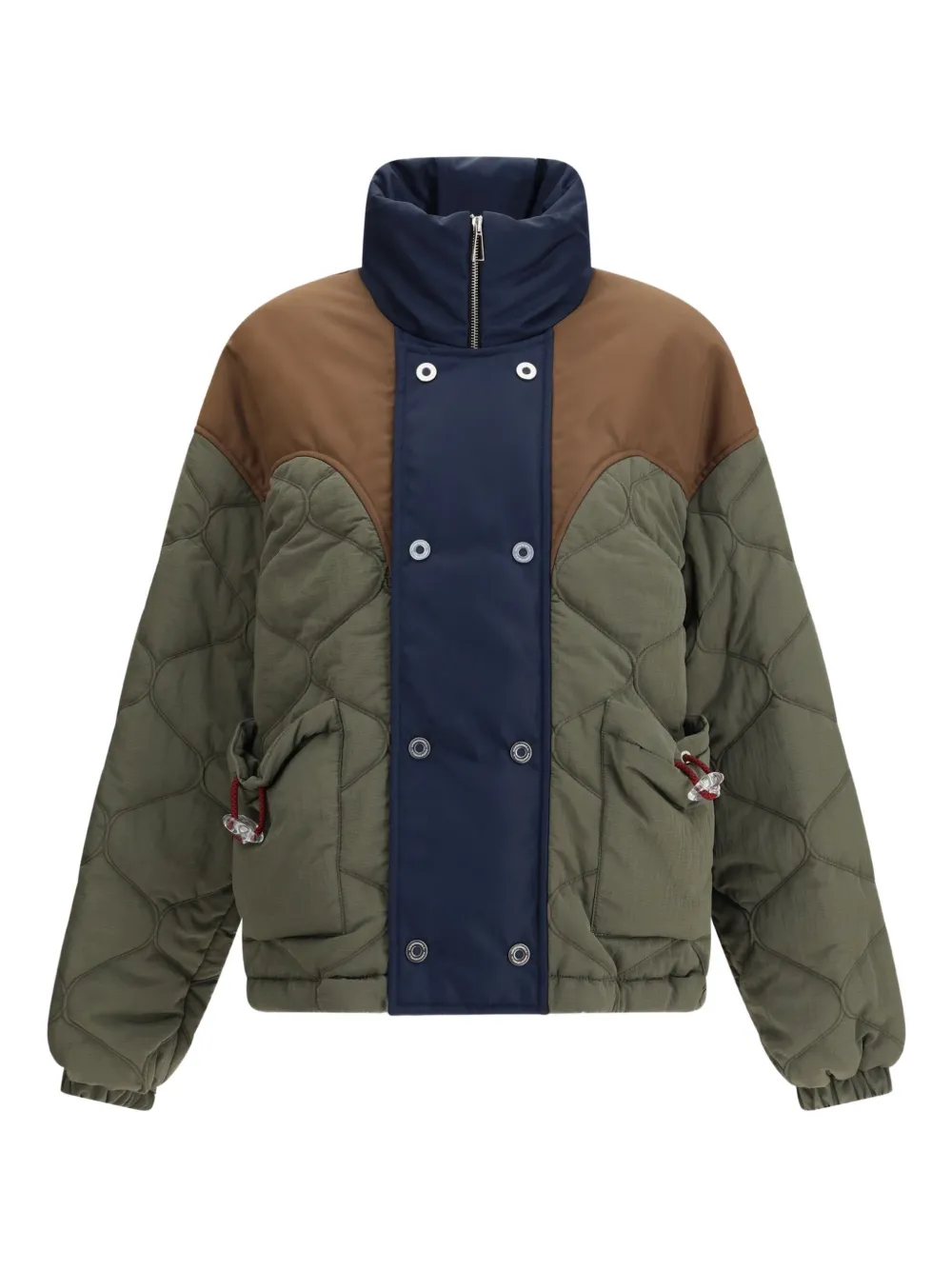 Marbell Quilted Colour-block Bomber Jacket In Green