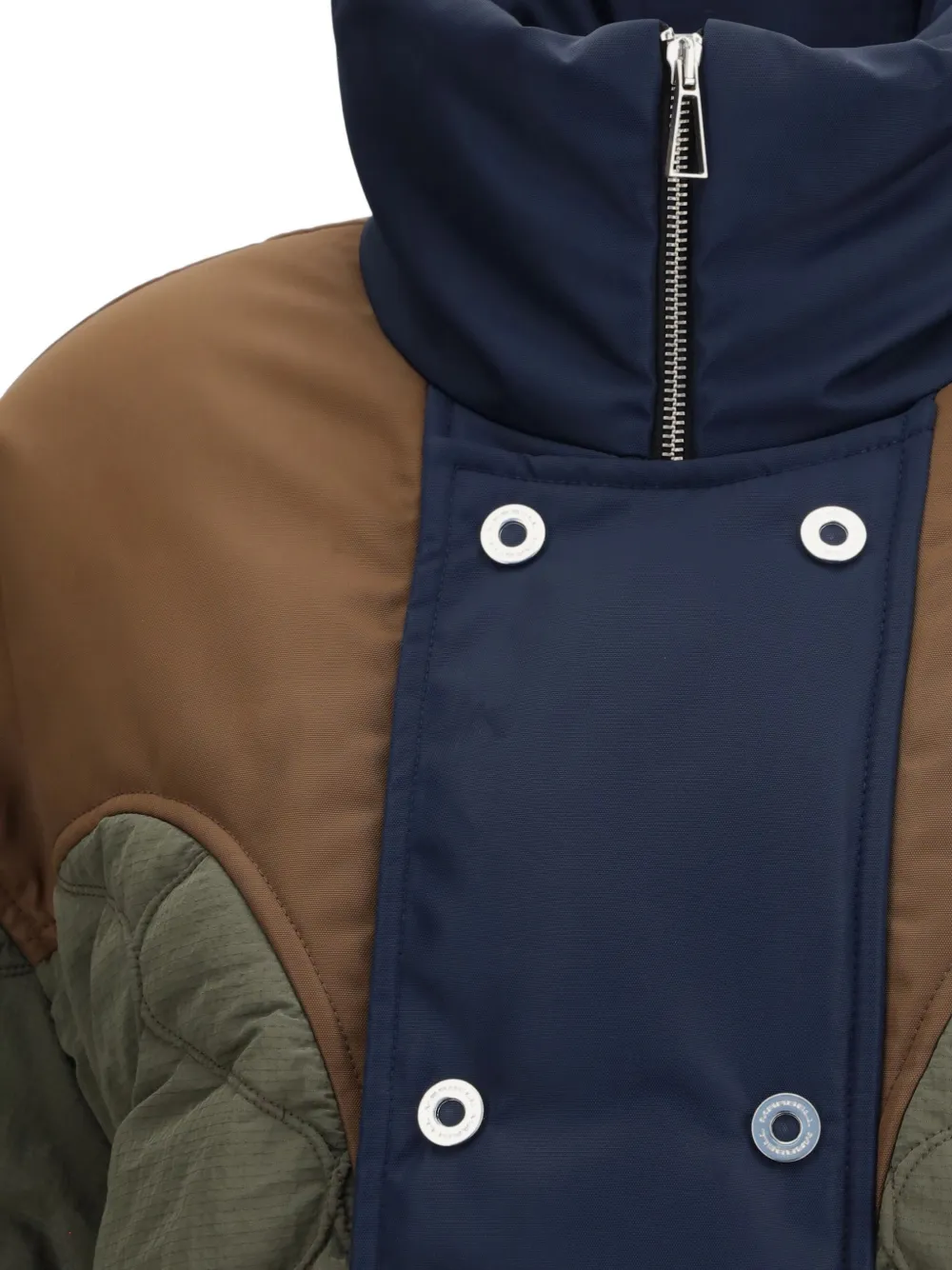 Marbell Quilted Colour-block Bomber Jacket In Green