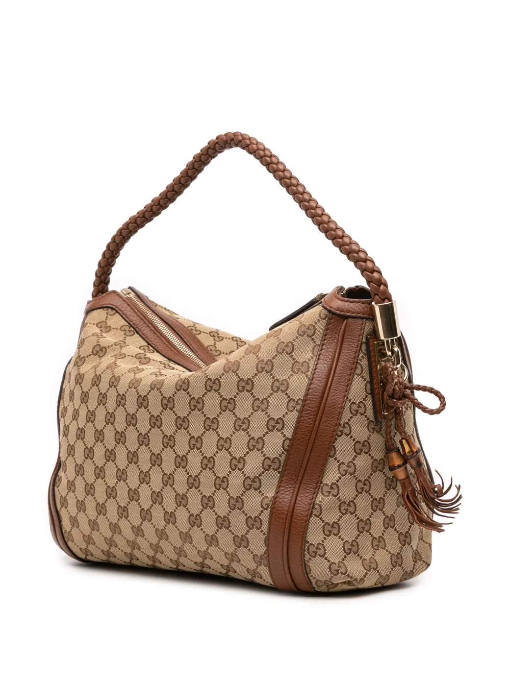 Pre-owned Gucci 2016-2025 Medium Gg Canvas Bella Shoulder Bag In Brown