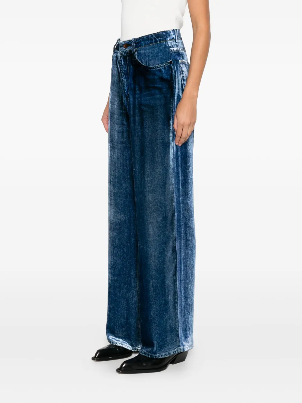 Pierre-louis Mascia Denim Print Trousers In Blue