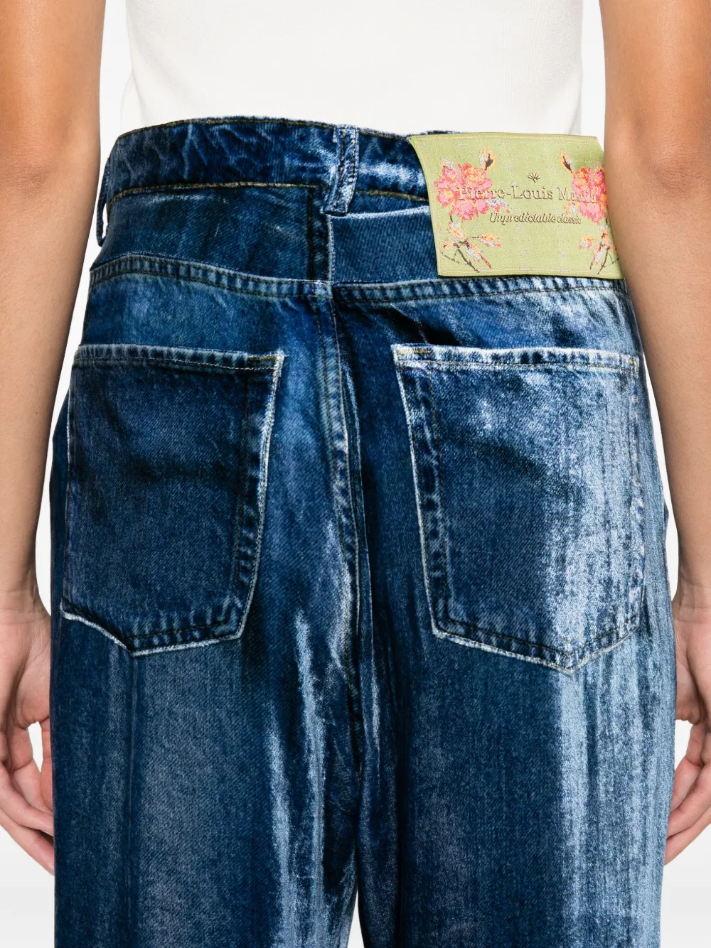 Pierre-louis Mascia Denim Print Trousers In Blue
