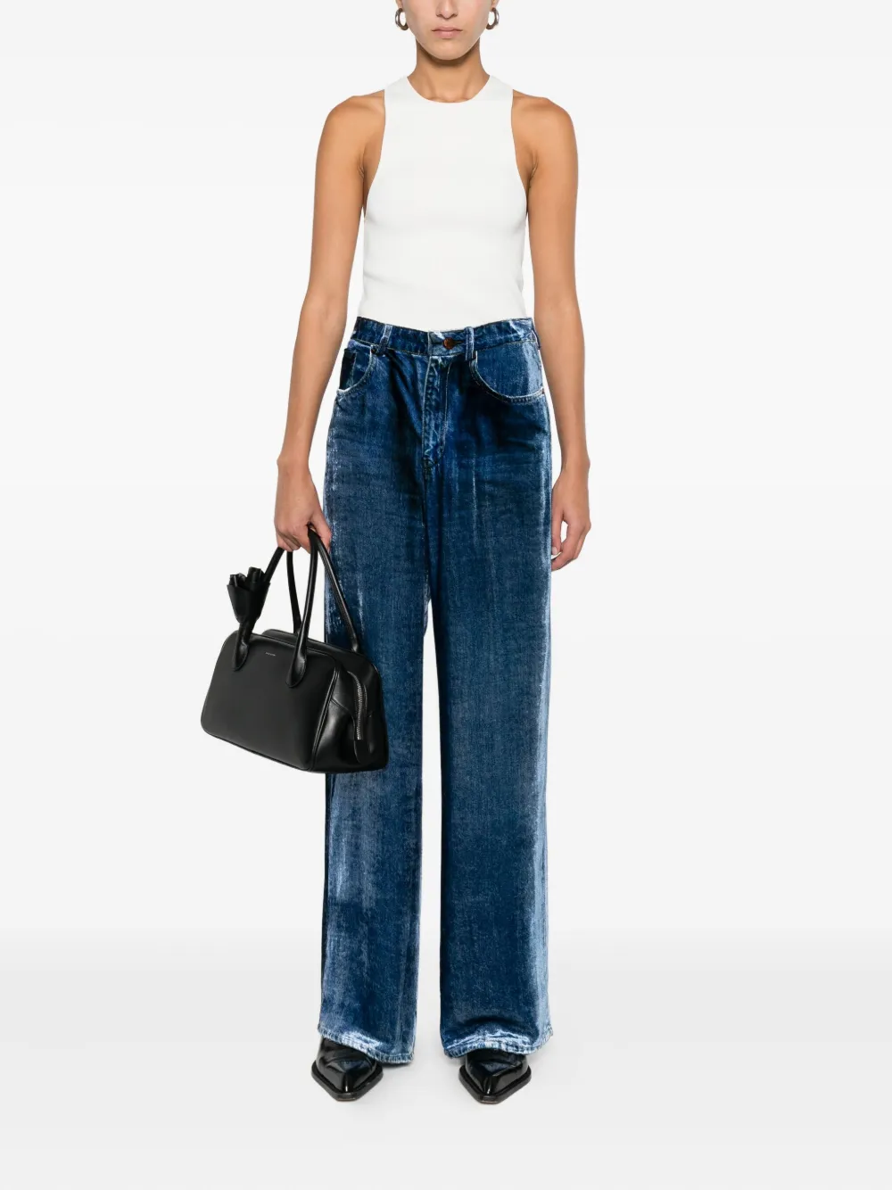 Pierre-louis Mascia Denim Print Trousers In Blue