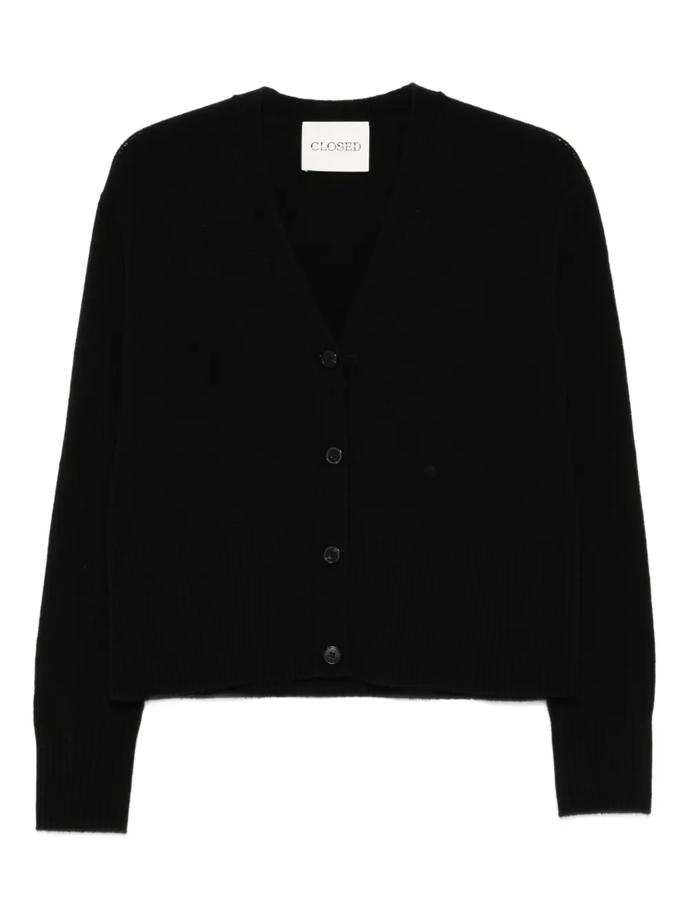 Closed ribbed wool cardigan | Black | Image 1