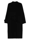 Closed belted button-front coat - Black