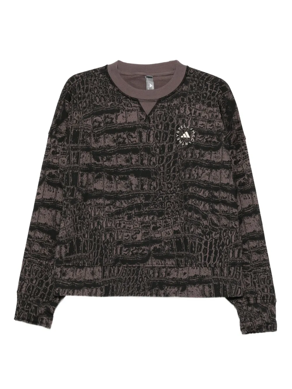 adidas by Stella McCartney crocodile-print long-sleeve sweatshirt | Black | Image 1