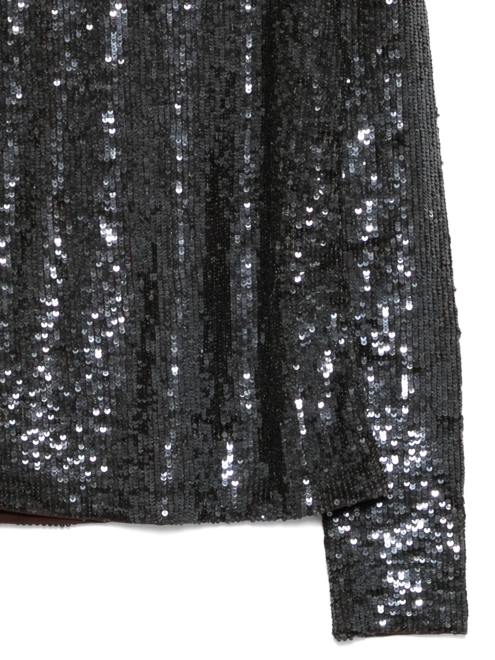 P.a.r.o.s.h Long Sleeve Round Neck Sequin Top In Gray