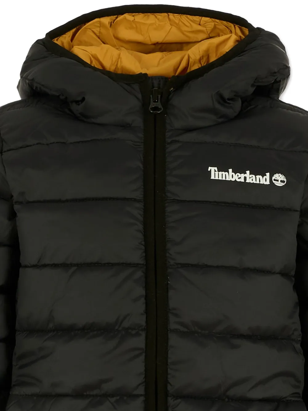 Timberland Logo-print Quilted Hooded Jacket In Black