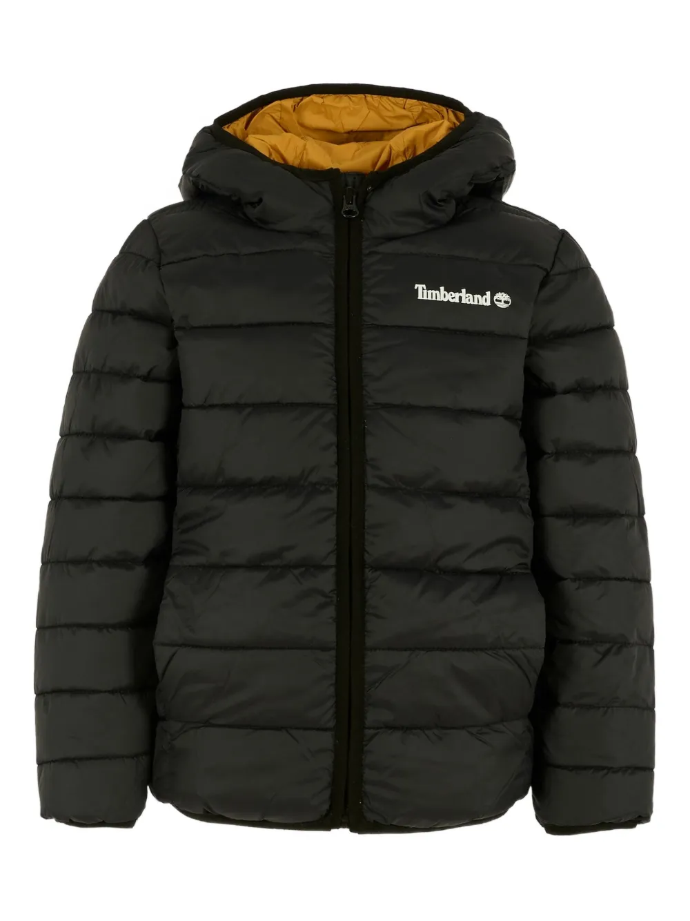 Timberland Kids logo-print quilted hooded jacket | Black | Image 1