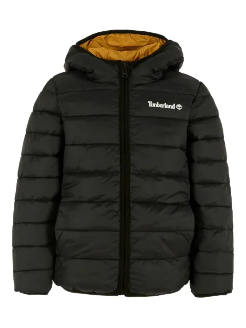 Timberland Kids logo-print quilted hooded jacket