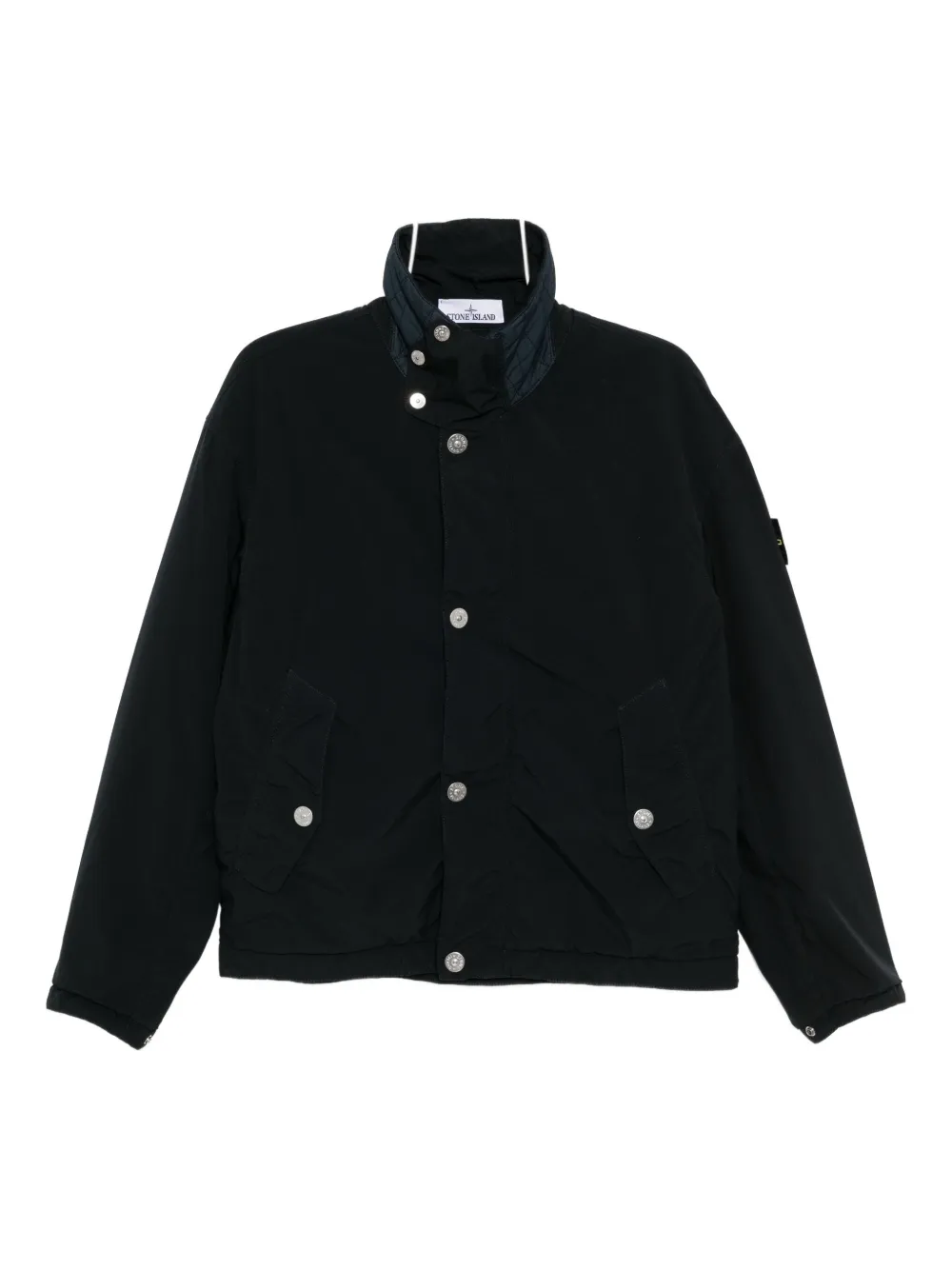 Stone Island Stylish Short Jacket High Collar Pockets In Black