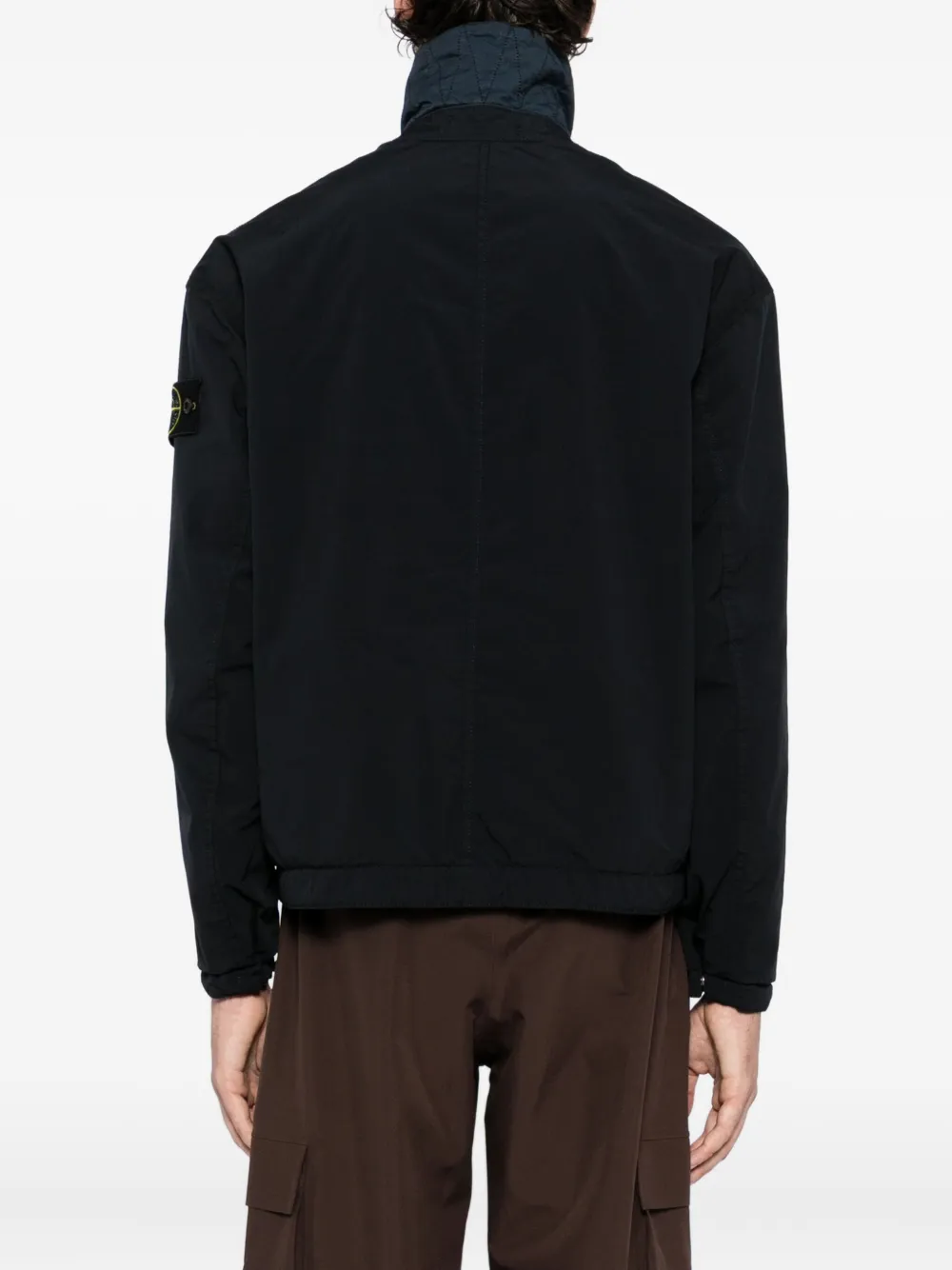 Stone Island Stylish Short Jacket High Collar Pockets In Black