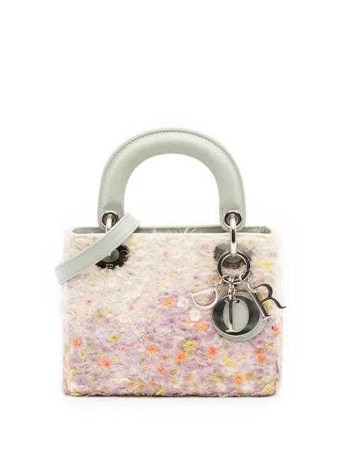 Christian Dior Pre-Owned 2013 Mini Ruffled Floral Fabric Embellished Lambskin Lady Dior satchel
