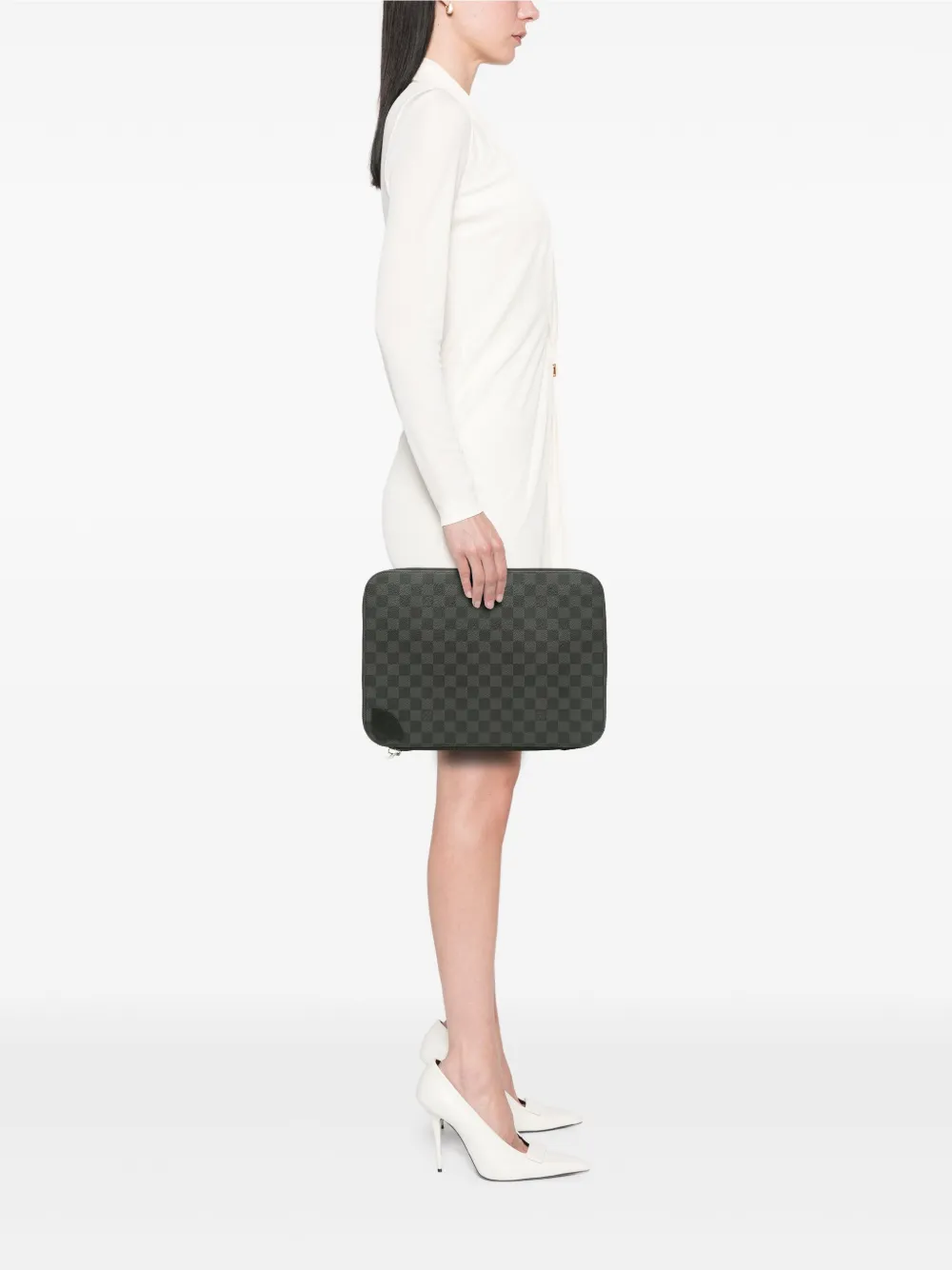 Louis Vuitton Pre-Owned 2016 Damier Graphite Horizon Laptop Sleeve business bag | Pre-Owned | Image 2