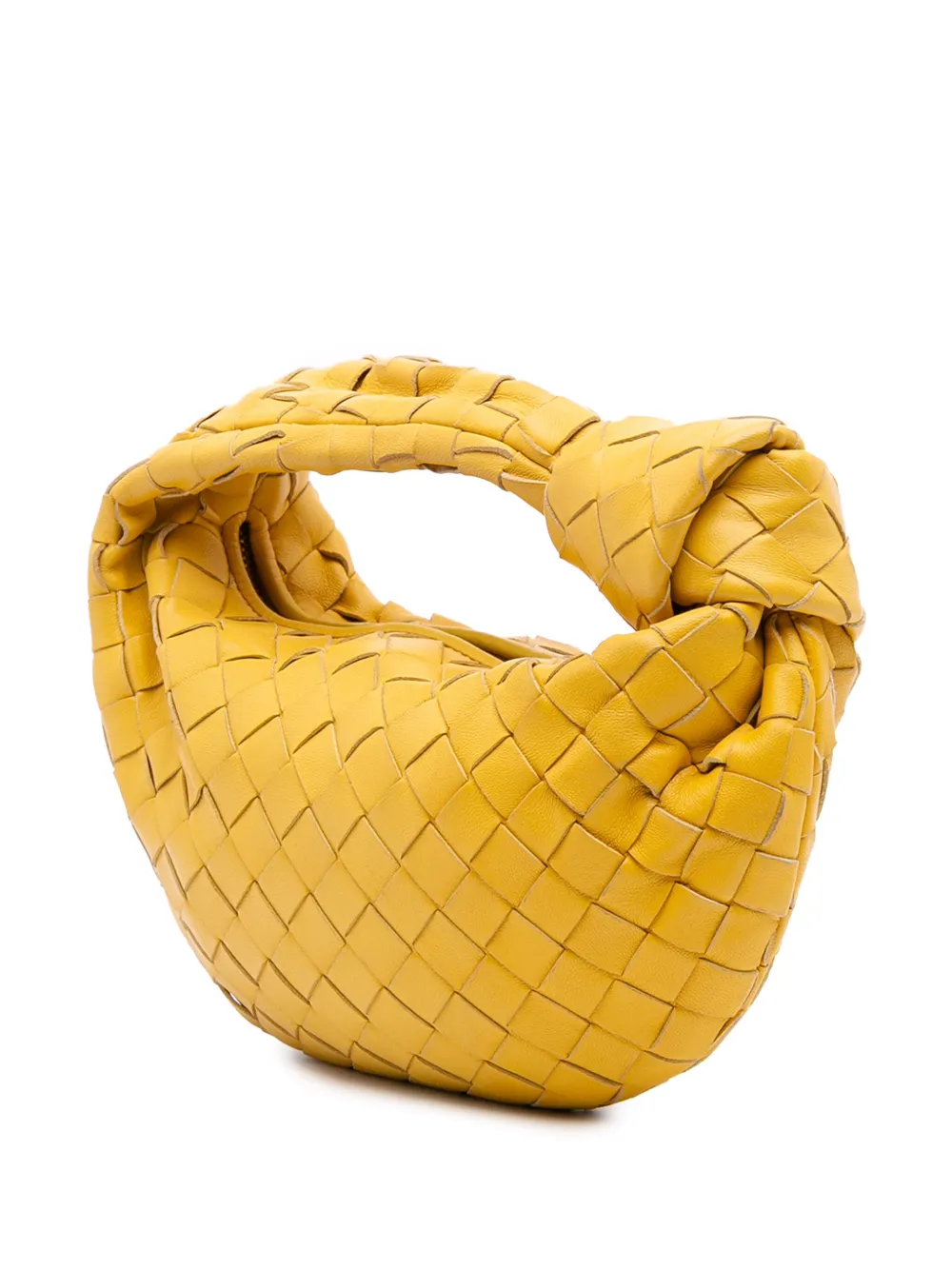 Pre-owned Bottega Veneta 2012-2025 Mini Nappa Intrecciato Jodie Hobo Bag In Yellow