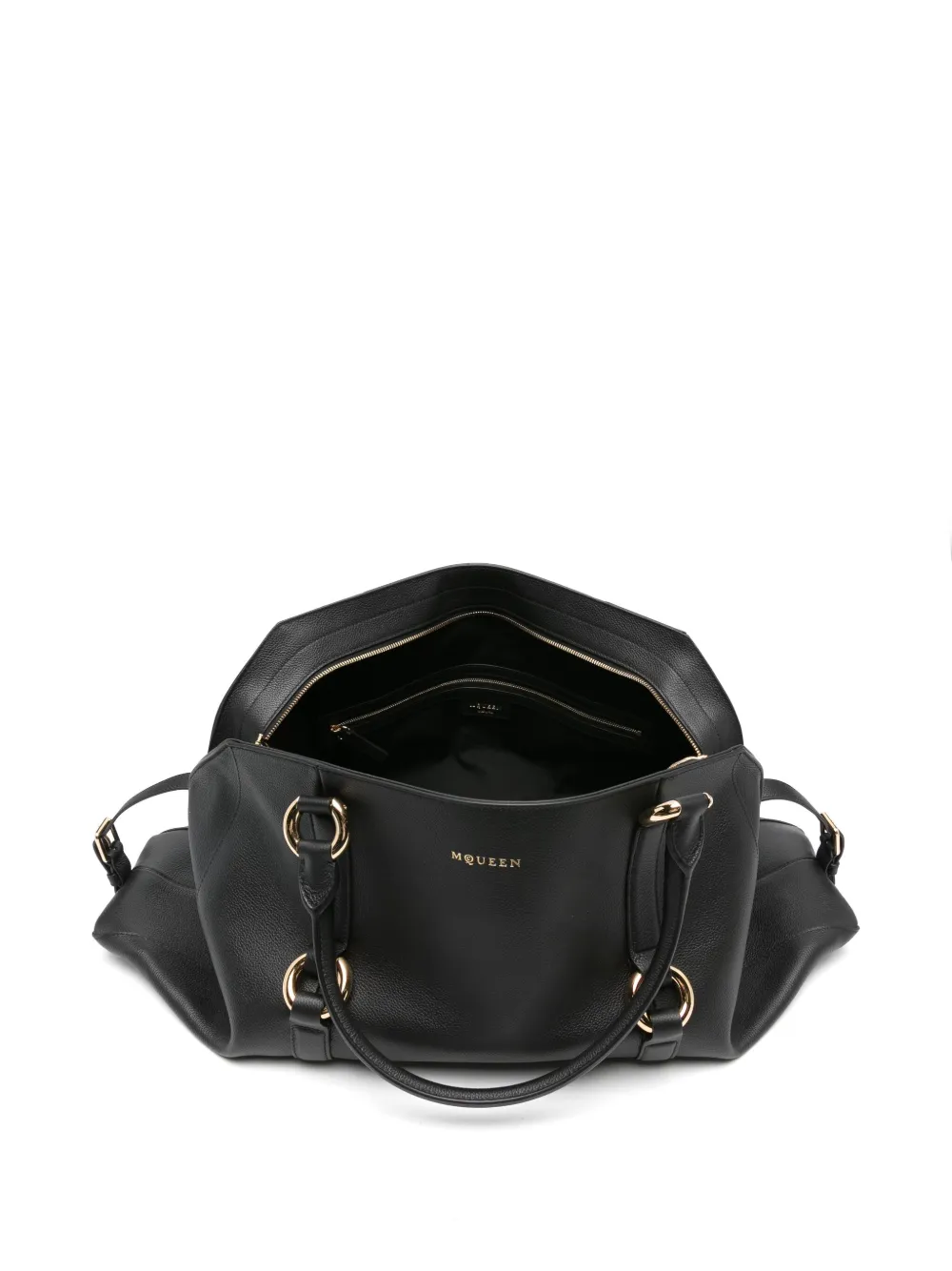 Alexander Mcqueen Mcqueen Medium Farringdon Leather Satchel In Black