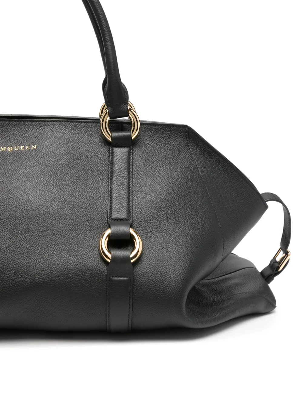 Alexander Mcqueen Mcqueen Medium Farringdon Leather Satchel In Black