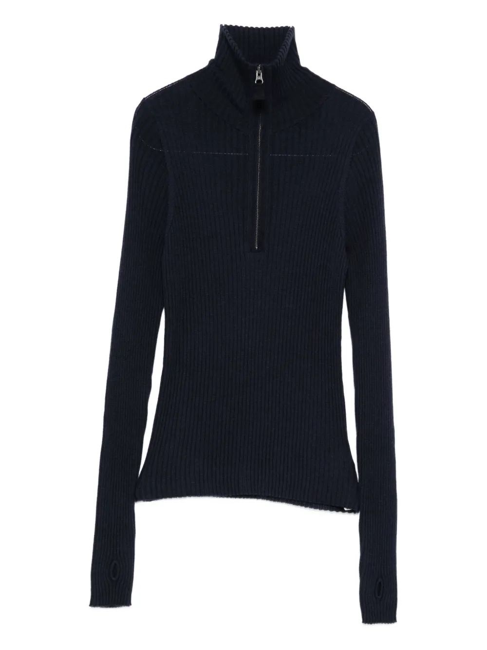 Kristensen Du Nord Zip-up Ribber Sweater In Burgundy