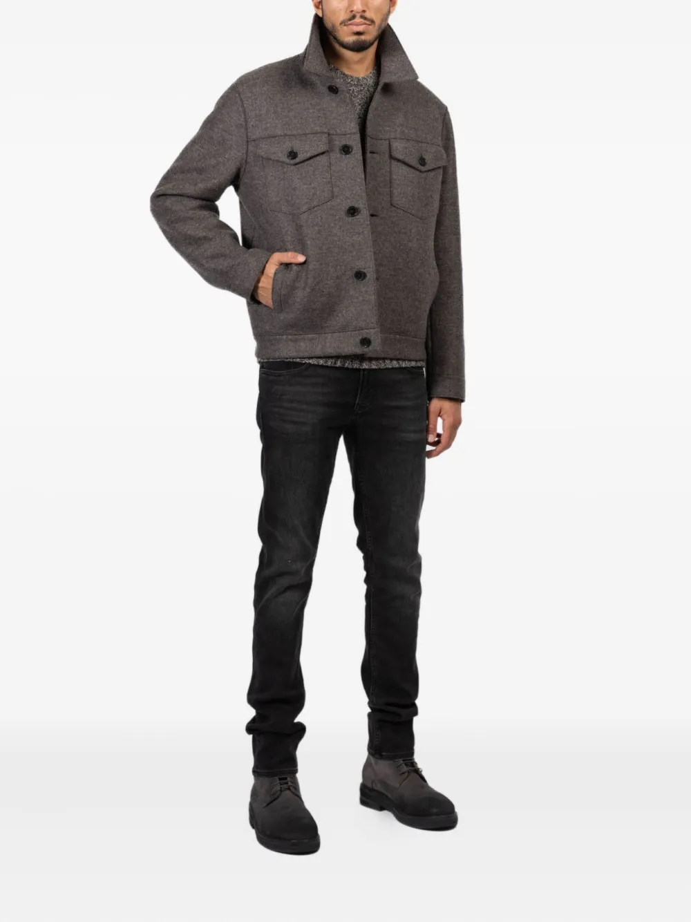 Harris Wharf London buttoned flap-pocket jacket | Shirt Jackets | Image 2